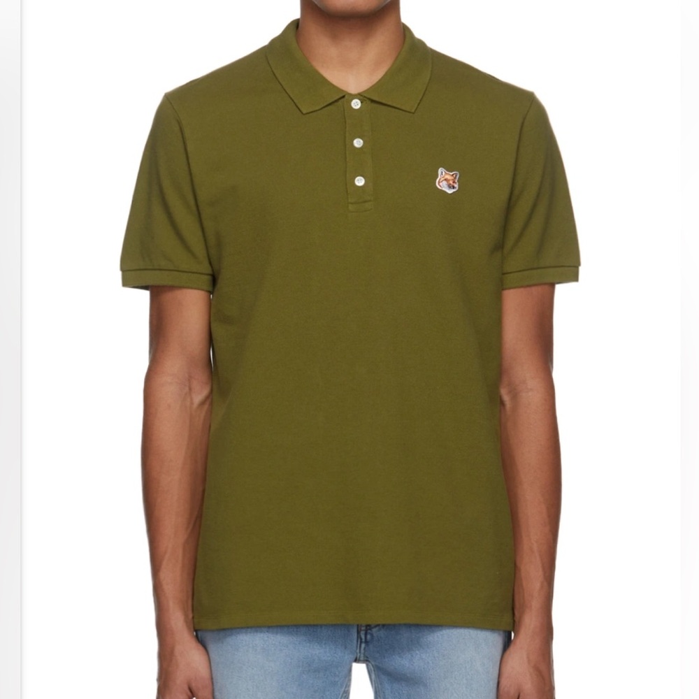 MAISON KITSUNE Olive Green Polo Shirt